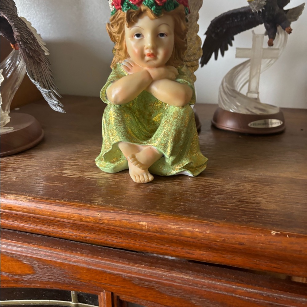 Charming Angel Figurine with Green Dress